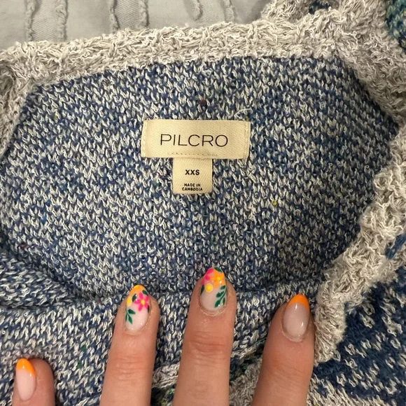 Anthropologie PILCRO Blue and White Patterned Women's Top - Picture 6 of 10